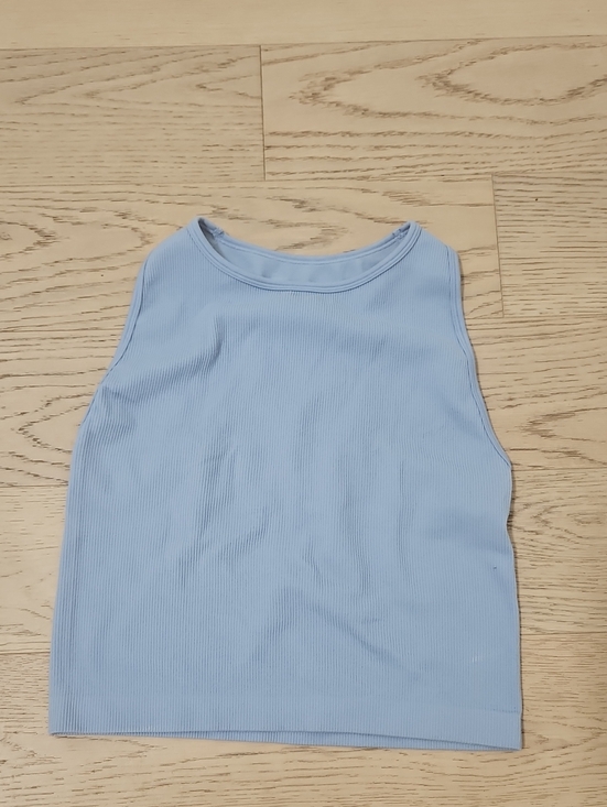 Tops - RibbonLuxe Light Blue Ribbed Tank Top